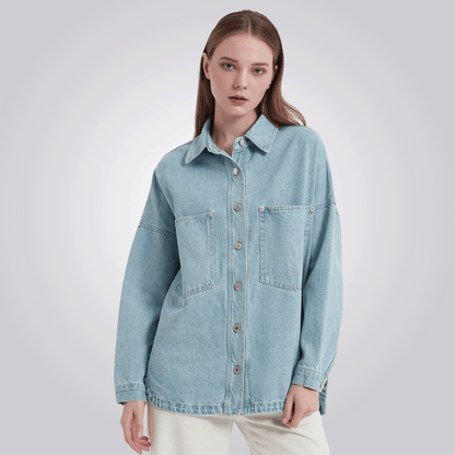 CAMISA CORDILHEIRA LONG JEANS FEMININA