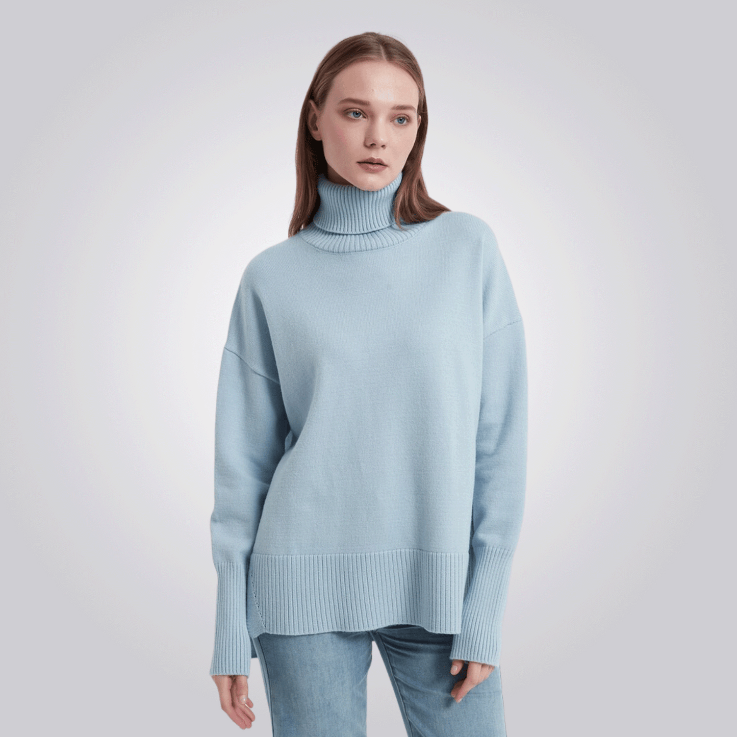 CAMISETA CORDILHEIRA GOLA ALTA FEMININA AZUL