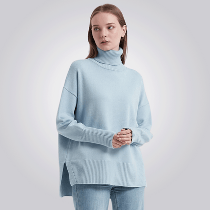 CAMISETA CORDILHEIRA GOLA ALTA FEMININA AZUL