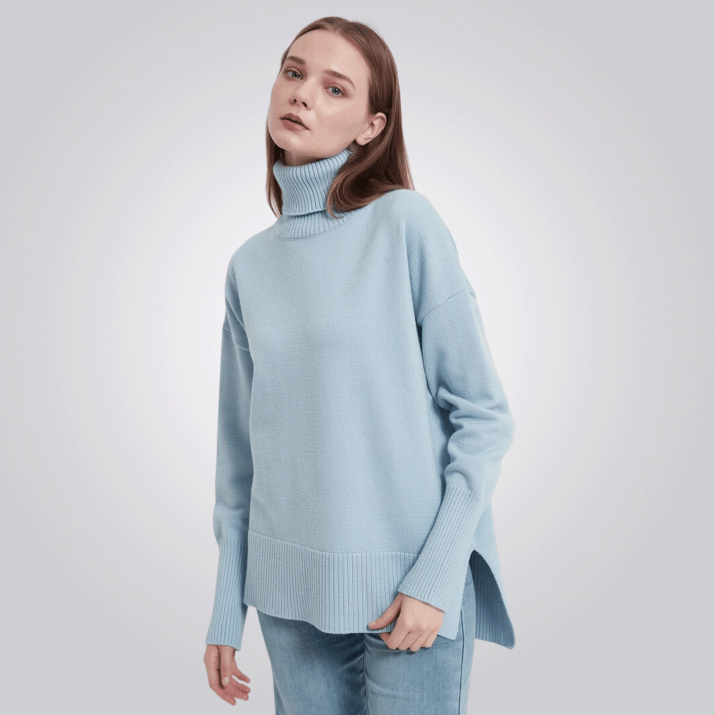 CAMISETA CORDILHEIRA GOLA ALTA FEMININA AZUL