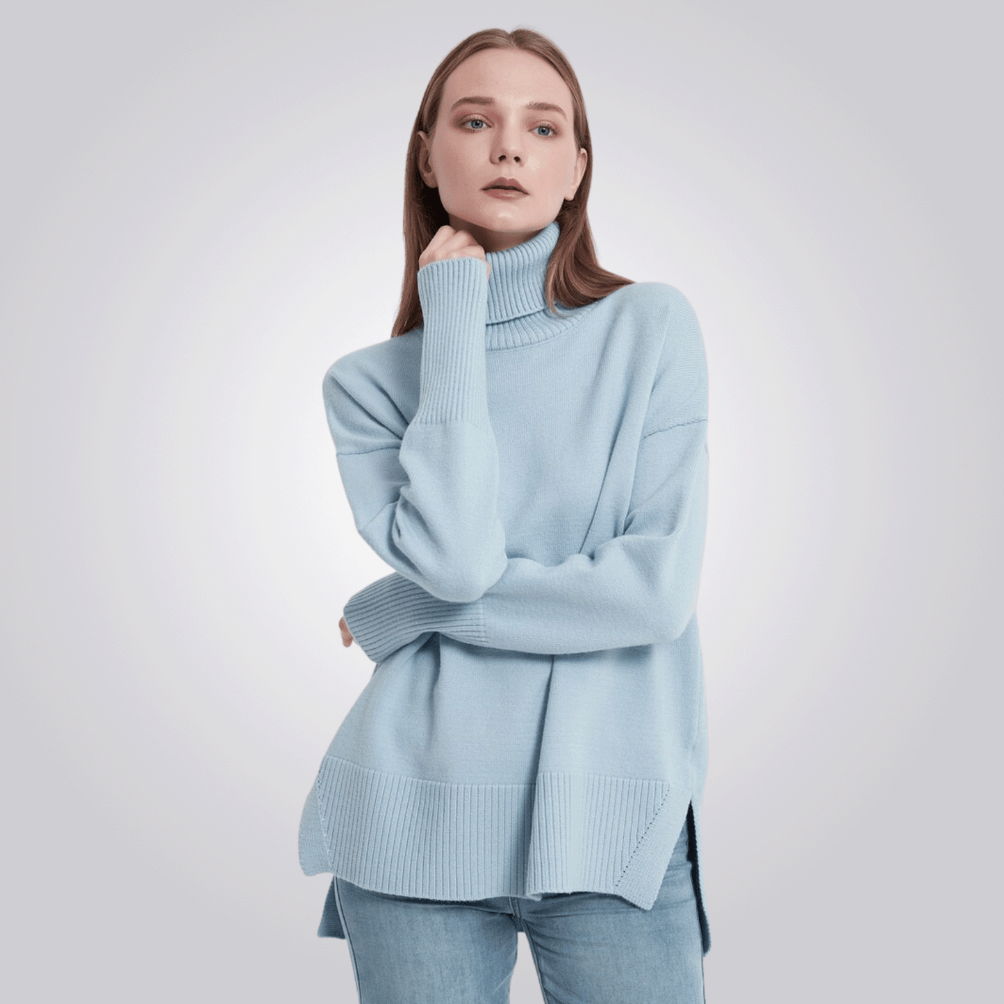 CAMISETA CORDILHEIRA GOLA ALTA FEMININA AZUL